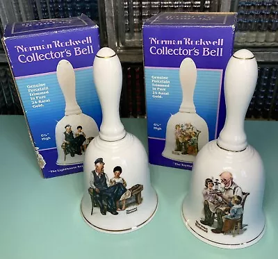 Norman Rockwell (2) Porcelain 24k Gold Trim Collectors Bells Toymaker Lighthouse • $14.25