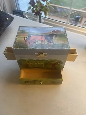 Horses Barn Field Lock Layered Jewelry Box Storage Kids Music Box • $20