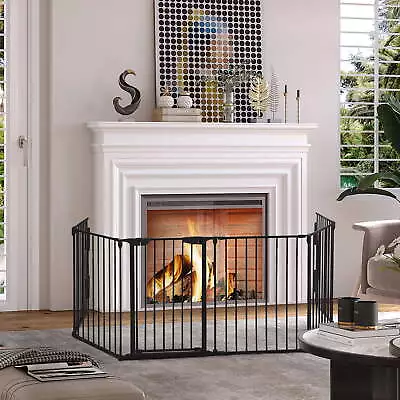 6-Panel Fireplace Safety Fence Pet Gate 5-in-1 Metal Play Yard For House Stairs • $99.99
