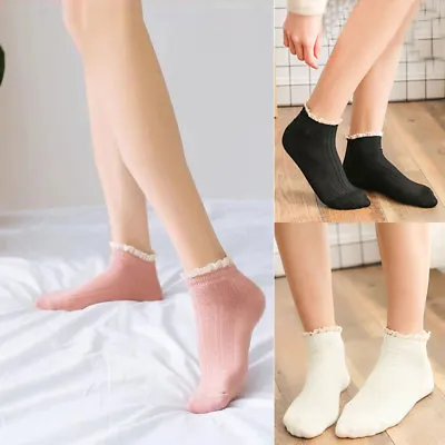 $3.63 • Buy Women Cotton Lace Ruffle Princess Boat Short Spring Ankle Hosiery Socks Casual