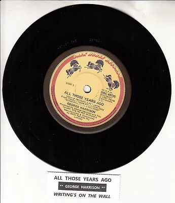 GEORGE HARRISON  All Those Years Ago BEATLES 7  45 Rpm Record + Juke Box Strip • $9.99