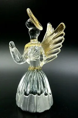 Vintage Italian Murano Glass Winged Angel With Gold Aventurine Flecks Figurine • $34.95