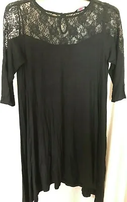 Marina Kaneva Black Lace Uneven Hem Tunic Top - Sizes 16 18 20 22/24 26/28 30/32 • $16.02