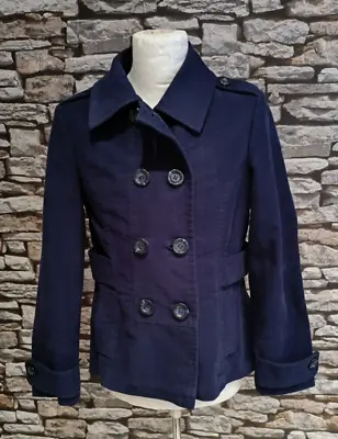 Debenhams Ladies Jacket Military Style Navy Blue Buttons Pockets Size UK 14 • £14.95