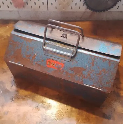 £19.99 • Buy Vintage Enox Blue Metal Lunchbox Type Toolbox & Tray