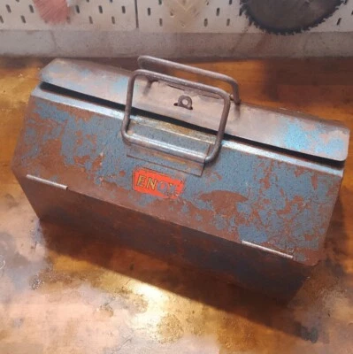 £19.99 • Buy Vintage Enox Blue Metal Lunchbox Type Toolbox & Tray