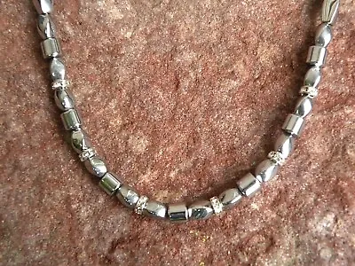 Men’s Women’s 100% Silver Magnetic Hematite Bracelet Anklet Necklace 1 Row • $34.99