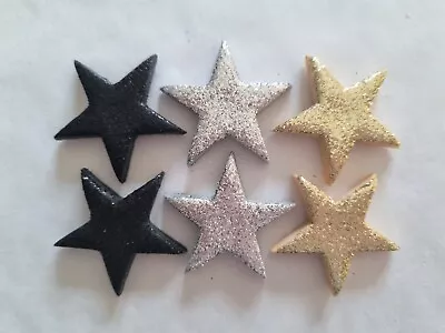 12 Glittery Gold Mix Stars - Edible Sugar Cake Decorations / Toppers • £4.50