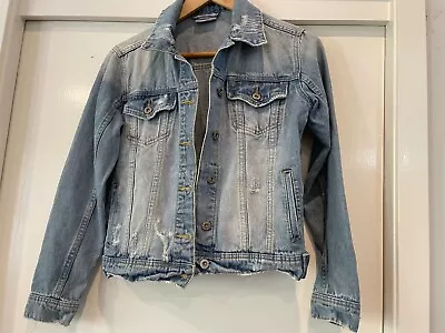 GRUNT (Danish Brand) Super Cool Distressed Denim Jacket Size Large • $45