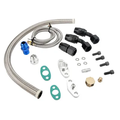Turbo Charger Oil Drain Return Feed Line For T3 T4 T04E T60 T61 T70 Complete Kit • $40.99