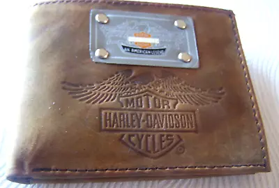 Vintage Harley Davidson Wallet Genuine Brown Leather Eagle Logo USA • $34.99