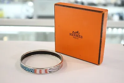 $399 • Buy Hermes Silver Plated Bangle Animaux Camoufles Theme - Authentic