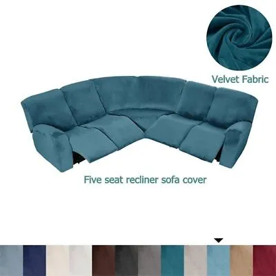 5 Seater Velvet Recliner Sofa Cover Stretch Sectional Slipcover For Living Room • $236.25