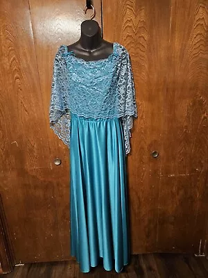 Mister Jay Women's Vintage Formal Long Evening Gown Ice Blue With Lace... • $70