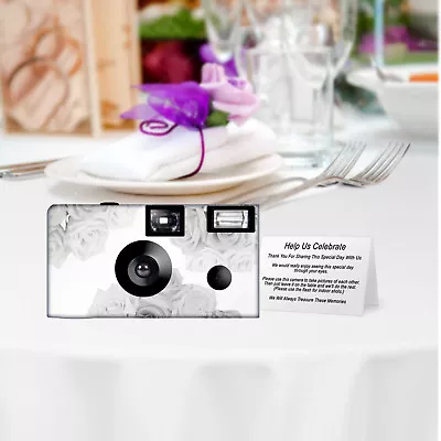 5 Silver Roses Wedding Memories Disposable Cameras Cameras KODAK Film (F50454) • $83.45