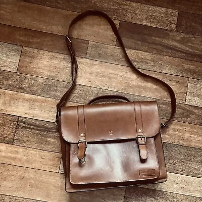 Forbes & Lewis Tan Leather Satchel Messenger Cross Body Bag Laptop Briefcase • £125