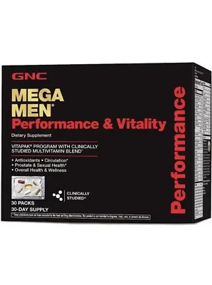 GNC MEGA MEN Performance & Vitality Supplement 30Ct EXP 6/24 • $25.99