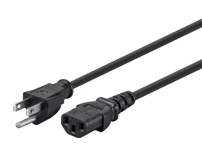 3-Prong Power Cord - 10 Feet - Black | NEMA 5-15P To IEC 60320 C13 16AWG 13A • $9.98