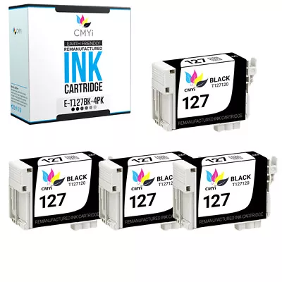 4PK Black T127 Ink Cartridges For Epson 127 Workforce 545 Stylus NX530 WF-3520 • $19.24