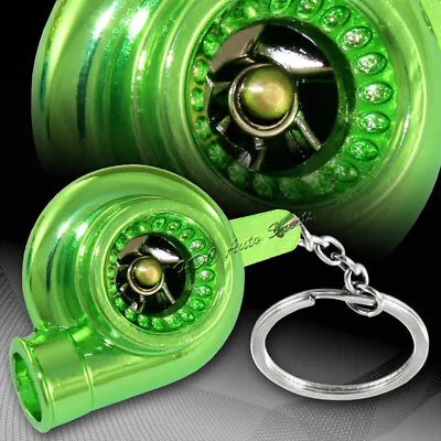 Universal Green Chrome Turbo Charger Bearing Spinning Turbine Key Chain Ring FOB • $4.99