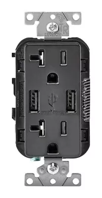 Leviton T5832-E 125V Black Combination Duplex Receptacle/Outlet And USB Charger • $28.93