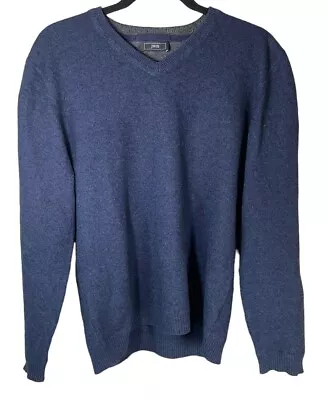 JWN Nordstrom 100% Cashmere Sweater Mens M V-Neck Blue Luxury Knit Pullover • $28.04