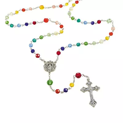 Rainbow Glass Bead Rosary With Gift Bag - 20  Long(YC323) • $12.95
