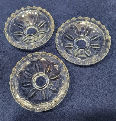 $12.99 • Buy 3 Antique Vintage Pressed Glass Bobeche  Chandelier Parts 4.75  Diameter 5 Pin