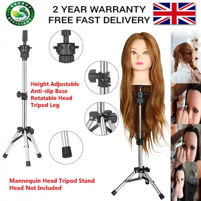 Salon Hair Training Head Hairdressing Styling Mannequin Tripod Doll Tripod Stand • £8.36