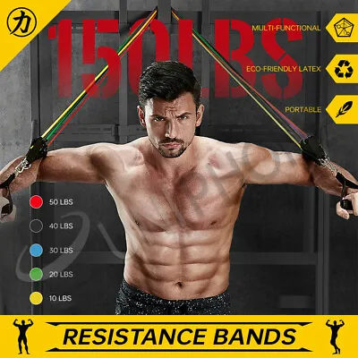 $20.59 • Buy 【150LBS】12Pcs Set Resistance Bands Elastic Tubes Home Gym Fitness Heavy Duty