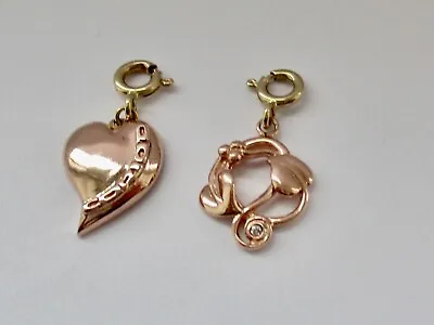 Welsh Clogau 9ct  Diamond Tree Of Life & Cariad Heart Yellow Rose Gold Charms • £240