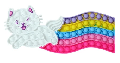 £6.99 • Buy Pop Popper Fidget Toy Push It Poppet Bubble Stress Anxiety Relief Rainbow Kitty