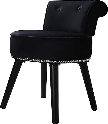 Makeup Vanity Stool Chair With Low Back Round Velvet Padded Chair With Wood Leg • $95.42