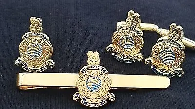 £18 • Buy Royal Marines Gift Set Military Cufflinks, Lapel Badge, Tie Clip