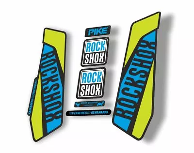 Rock Shox Pike 2016 Mountain Bike Cycling Decal Kit Sticker Adhesive Lime Blue • $19.99
