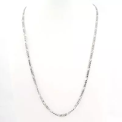 Solid 14K White Gold 24in Figaro Chain Men's Necklace 3.7mm (14.95g) • $899.94