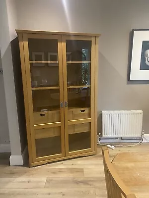 Solid Oak Display Cabinet With Glass Doors • £75