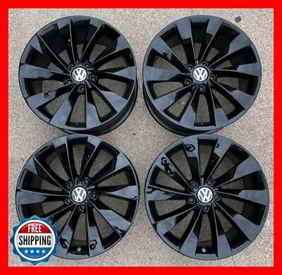 $1187.50 • Buy VOLKSWAGEN VW CC PASSAT OEM Wheel Set 18  Rims Interlagos 69890 Black Gloss #S