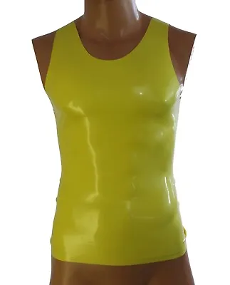 Mens Rubber Latex Yellow T-shirt Vest Top Muscle T-shirt All Sizes. HANDMADE • £36