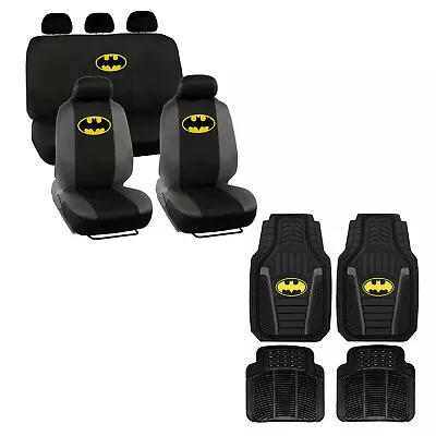 New 13pc BATMAN Classic Car Truck All Weather Rubber Floor Mats & Seat Covers • $94.53