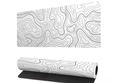 Topographic Contour White Gaming Mouse Pad XL Geographic Map Lines Extended Big • $11.05