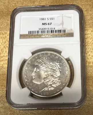 1881-S $1 NGC MS 67 Morgan Silver Dollar Near PL No Toning • $828