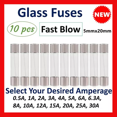 $3.40 • Buy 10Pcs M205 Glass Fuse 5mm X 20mm Fast Blow 250V / Select From 0.5A To 10A  Amp