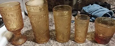 $80 • Buy Vintage Brockway Glass Co American Concord Amber Goblets Or Tumblers 