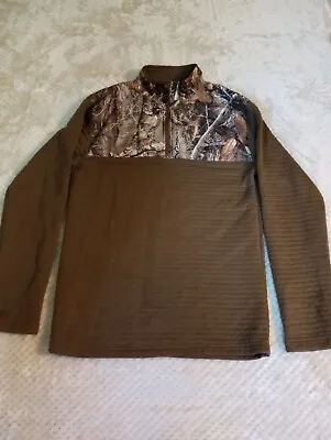 Men’s REALTREE Pullover Collared Quarter Zip Camo/Green Sweatshirt Sz Medium • $11.99