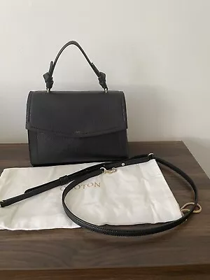 $100 • Buy Oroton Black Leather Bag With Top Handle And Strap Shoulder Bag