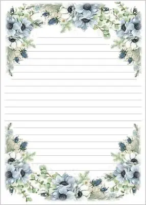 Blue Daisy Delight Flowers Letter Writing Paper - A5 100gsm Premium White • £7.75