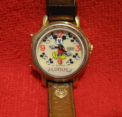 DISNEY 2 TUNE MUSICAL MICKEY MOUSE WATCH By LORUS - TESTED WRKNG PLAYS 2 TUNES # • $28.99