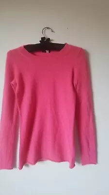 J Crew 100% Cashmere ROSE-FRAMBOISE  Crew Neck Sweater S May Fit XS • $18.25