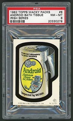 1982 / 85 Topps Wacky Packages Sticker Irish Series #08 Android Bath Tissu PSA 8 • $92.89
